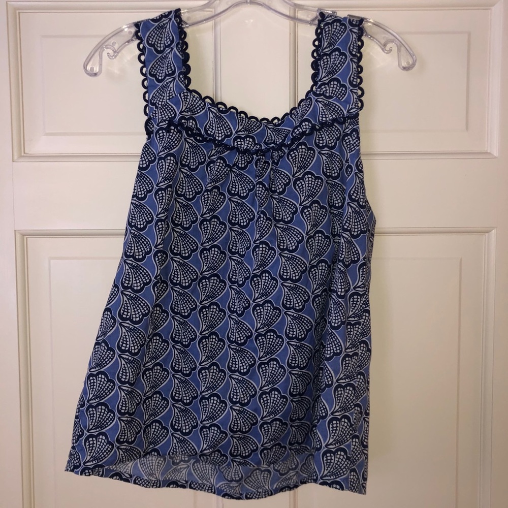 Boden Blue Shell Patterned Tank Top